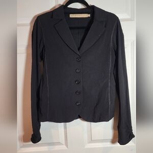Marithe Francois Girbaud Portugal Stretchy Black Button Front Blazer Jacket US 5